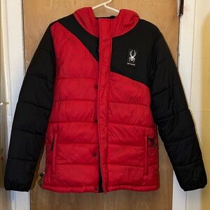 Spyder Red and Black Puffer Jacket Large (14/16)